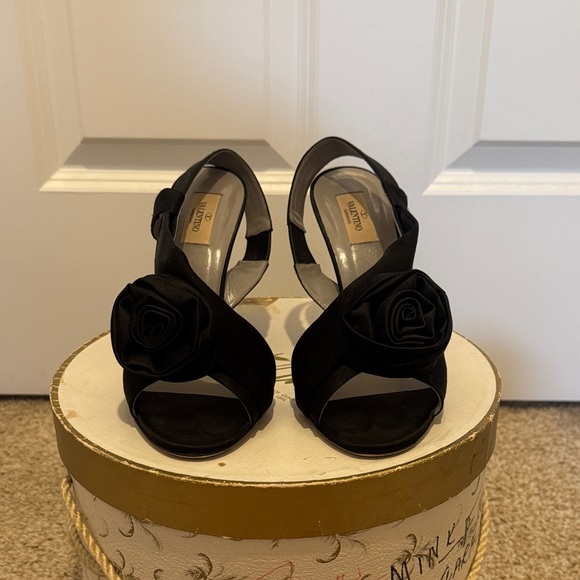 Valentino Garavani Shoes - Valentino Garavani Black Rosette Sandal Heels